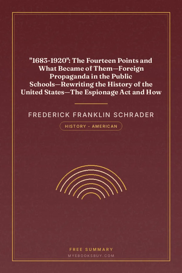 Cover of "1683-1920": The Fourteen Points and What Became of Them—Foreign Propaganda in the Public Schools—Rewriting the History of the United States—The Espionage Act and How It Worked—"Illegal and Indefensible Blockade" of the Central Powers—1,000,000 Victims of Starvation—Our Debt to France and to Germany—The War Vote in Congress—Truth About the Belgian Atrocities—Our Treaty with Germany and How Observed—The Alien Property Custodianship—Secret Will of Cecil Rhodes—Racial Strains in American Life—Germantown Settlement of 1683 and a Thousand Other Topics