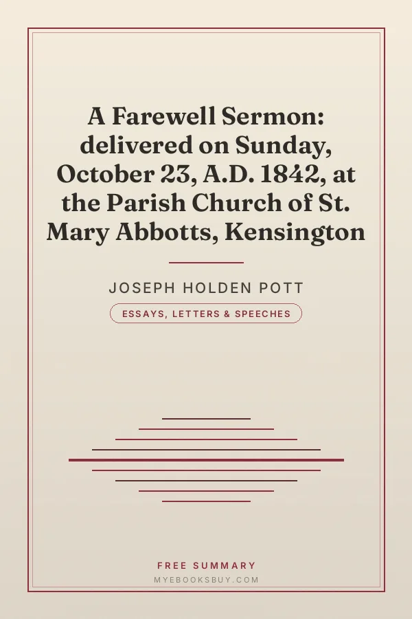Cover of A Farewell Sermon: delivered on Sunday, October 23, A.D. 1842, at the Parish Church of St. Mary Abbotts, Kensington