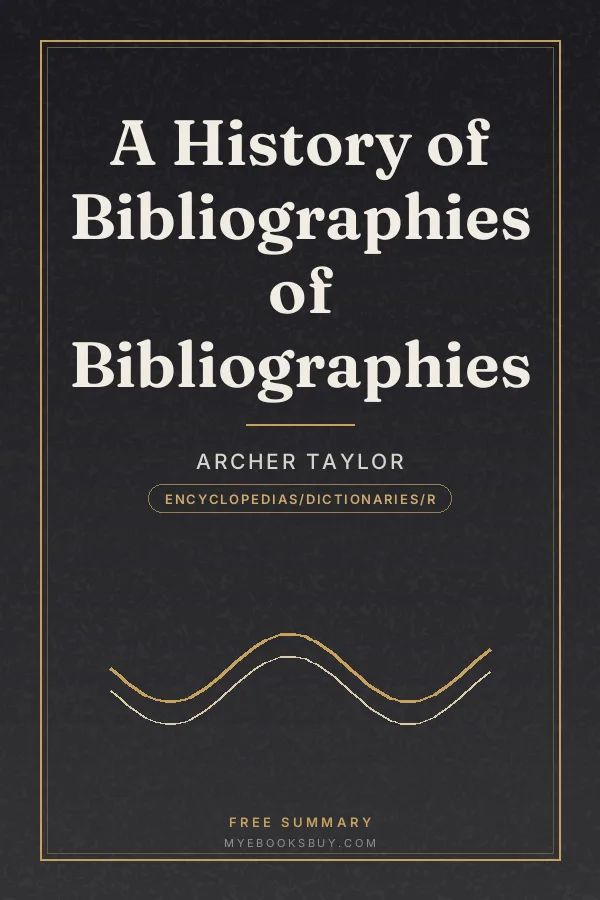 Cover of A History of Bibliographies of Bibliographies
