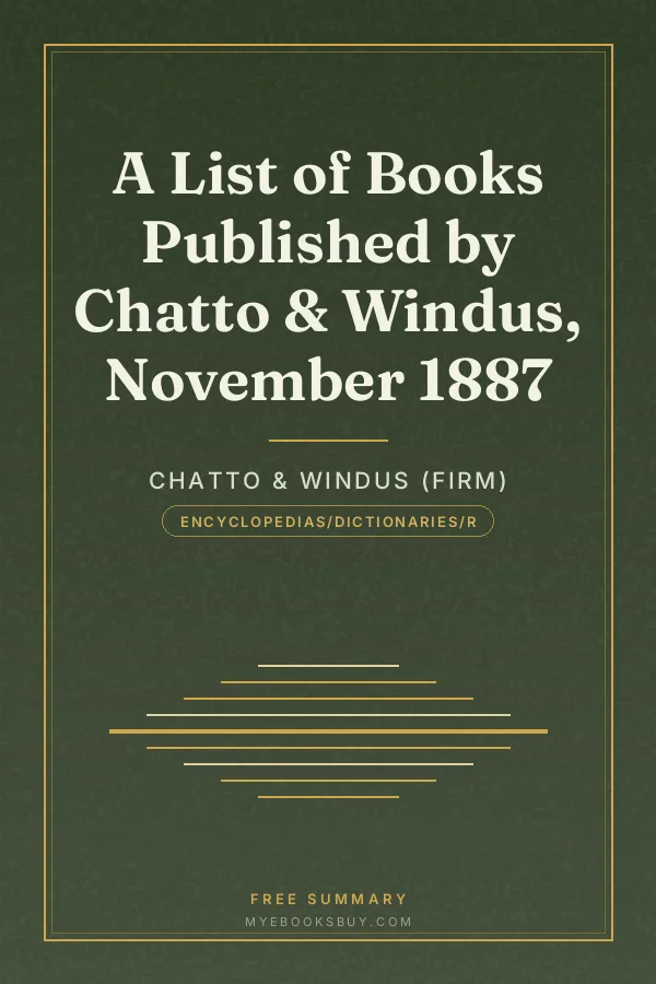 Cover of A List of Books Published by Chatto & Windus, November 1887