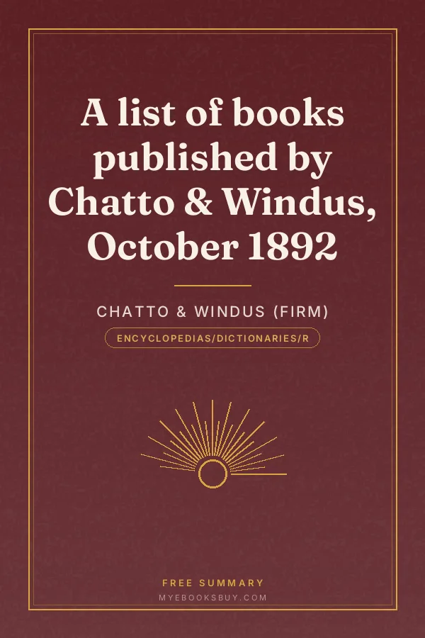 Cover of A list of books published by Chatto & Windus, October 1892