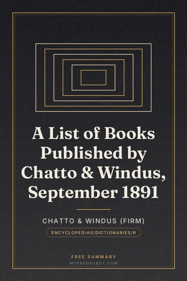 Cover of A List of Books Published by Chatto & Windus, September 1891