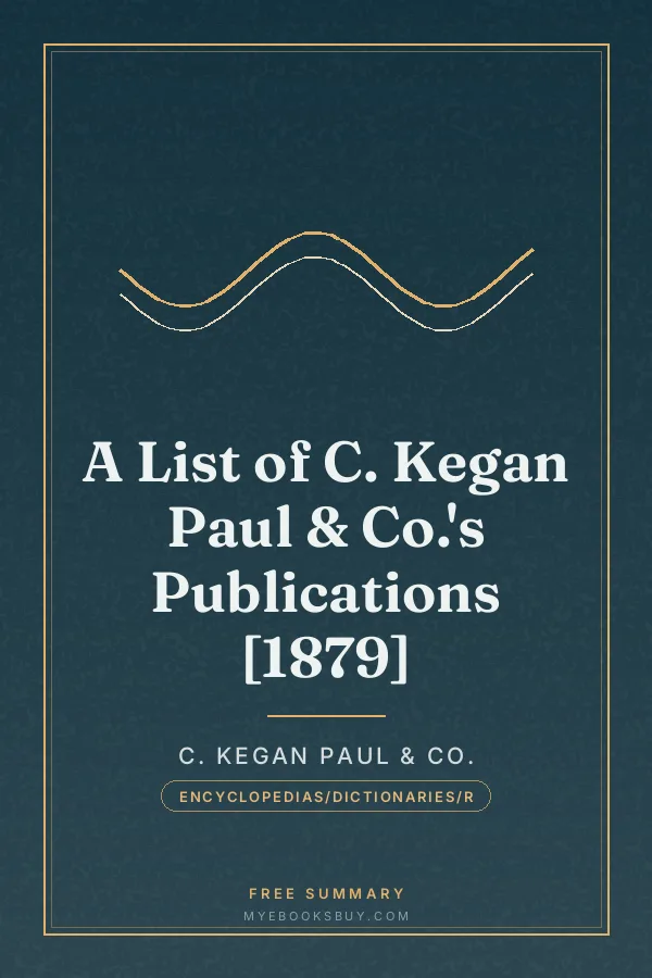 Cover of A List of C. Kegan Paul & Co.'s Publications [1879]