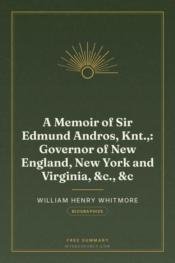 Cover of A Memoir of Sir Edmund Andros, Knt.,: Governor of New England, New York and Virginia, &c., &c