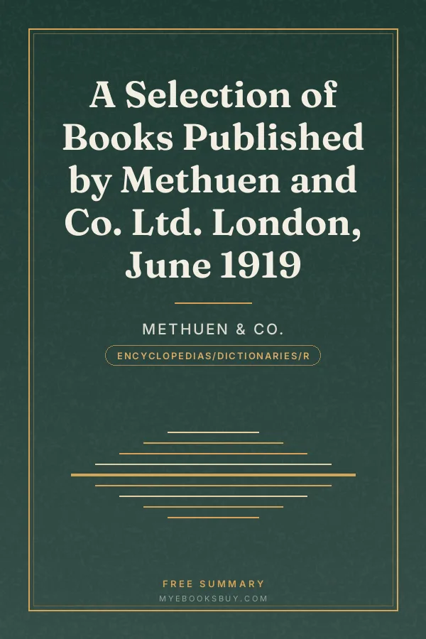 Cover of A Selection of Books Published by Methuen and Co. Ltd. London, June 1919