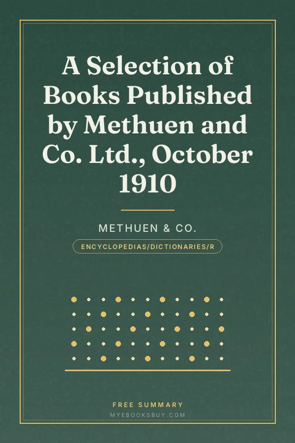 Cover of A Selection of Books Published by Methuen and Co. Ltd., October 1910