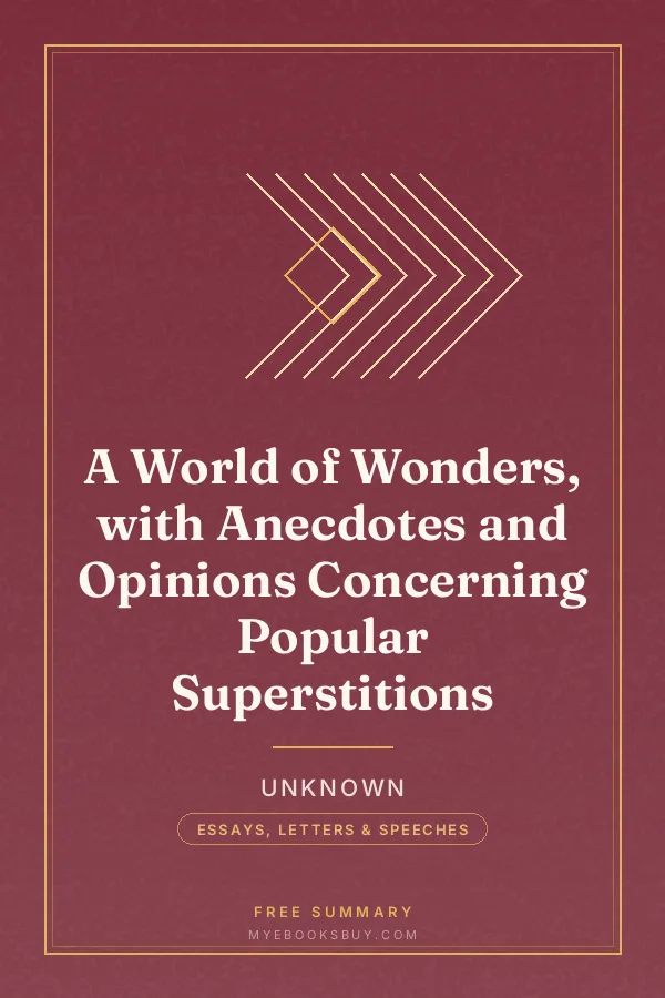 Cover of A World of Wonders, with Anecdotes and Opinions Concerning Popular Superstitions