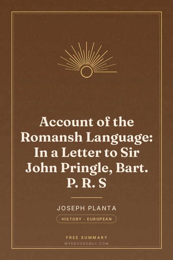 Cover of Account of the Romansh Language: In a Letter to Sir John Pringle, Bart. P. R. S