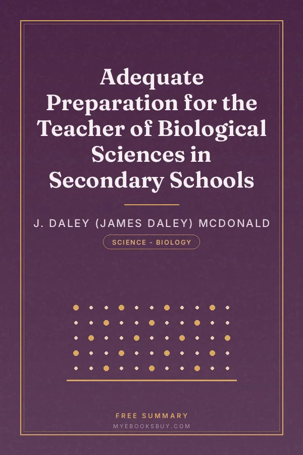 Cover of Adequate Preparation for the Teacher of Biological Sciences in Secondary Schools