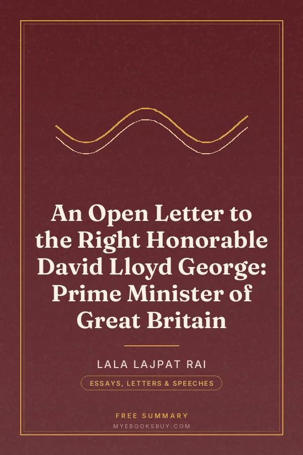 Cover of An Open Letter to the Right Honorable David Lloyd George: Prime Minister of Great Britain