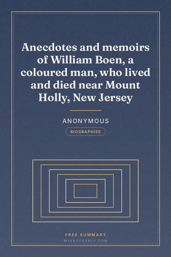 Cover of Anecdotes and memoirs of William Boen, a coloured man, who lived and died near Mount Holly, New Jersey