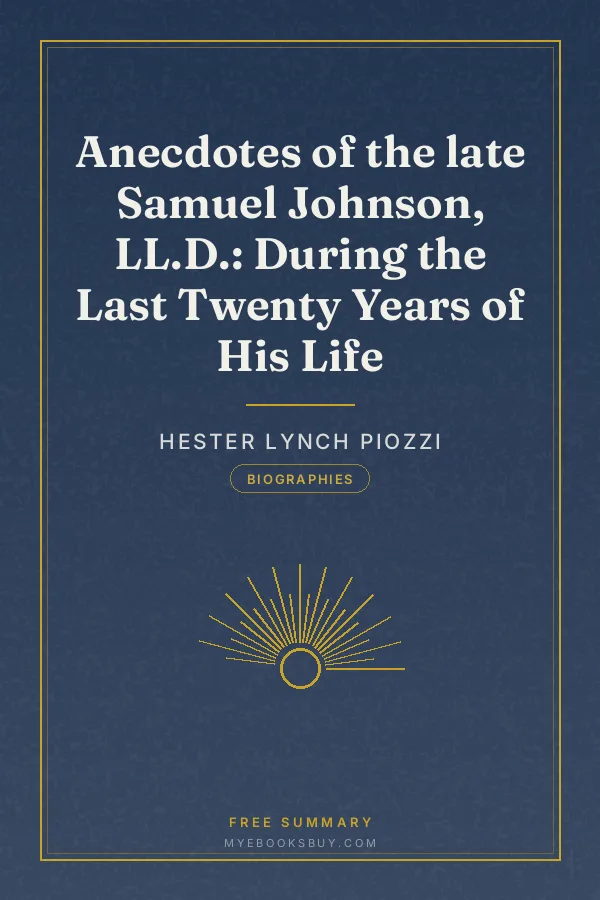 Cover of Anecdotes of the late Samuel Johnson, LL.D.: During the Last Twenty Years of His Life