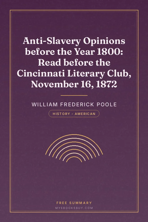 Cover of Anti-Slavery Opinions before the Year 1800: Read before the Cincinnati Literary Club, November 16, 1872