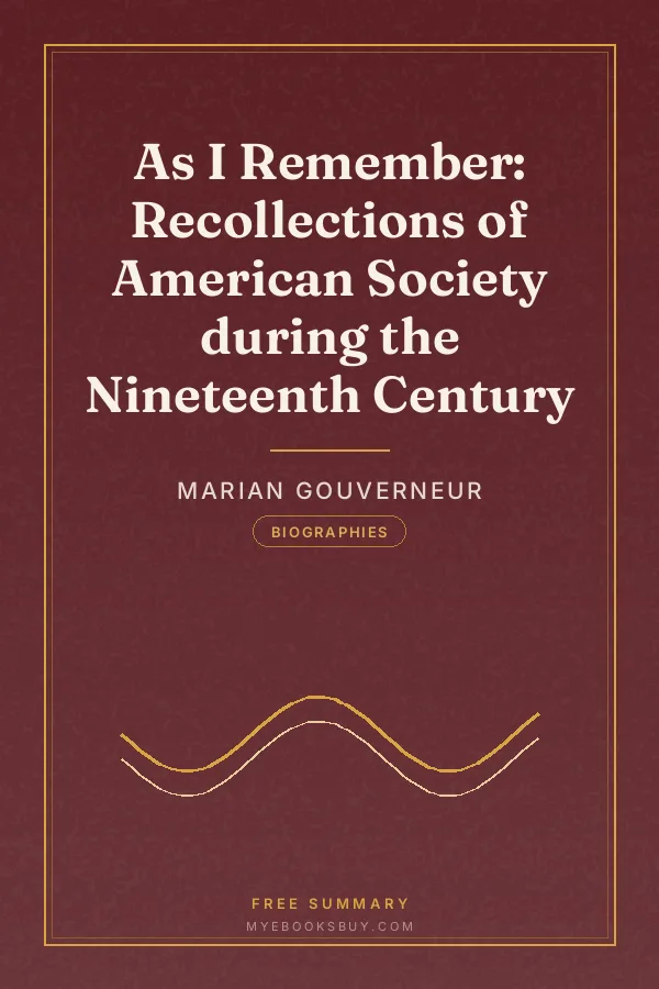 Cover of As I Remember: Recollections of American Society during the Nineteenth Century