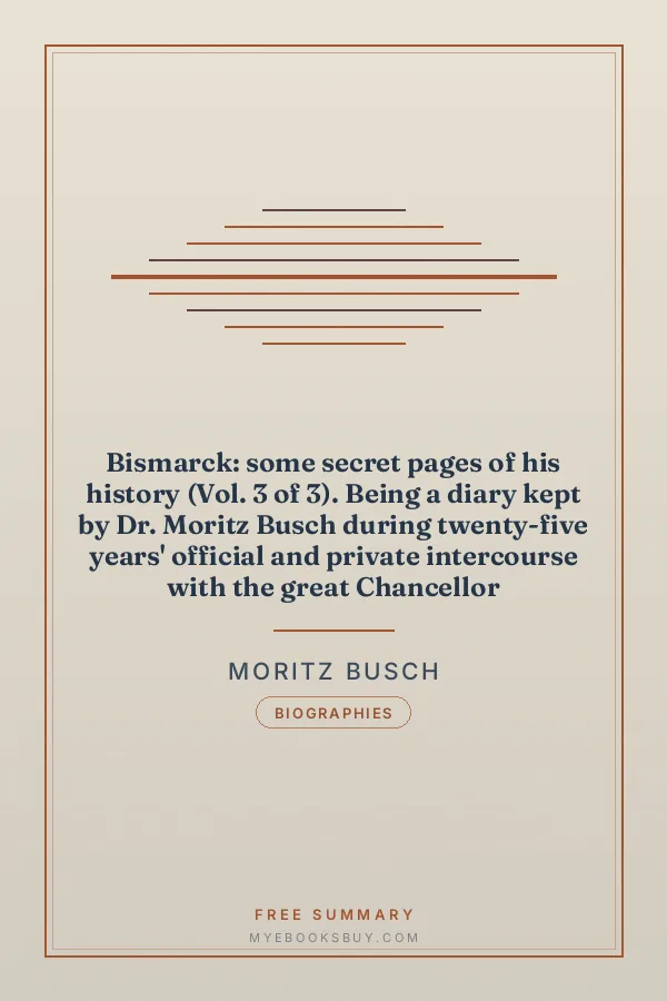 Cover of Bismarck: some secret pages of his history (Vol. 3 of 3). Being a diary kept by Dr. Moritz Busch during twenty-five years' official and private intercourse with the great Chancellor