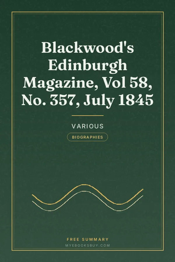 Cover of Blackwood's Edinburgh Magazine, Vol 58, No. 357, July 1845