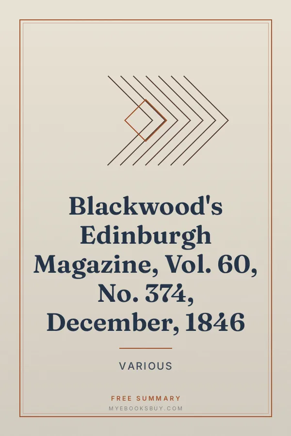 Cover of Blackwood's Edinburgh Magazine, Vol. 60, No. 374, December, 1846