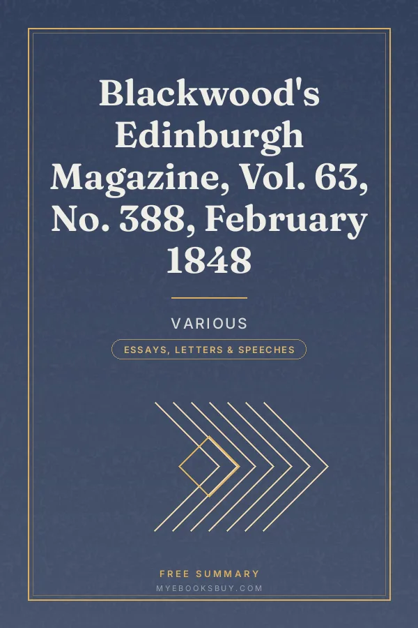 Cover of Blackwood's Edinburgh Magazine, Vol. 63, No. 388, February 1848