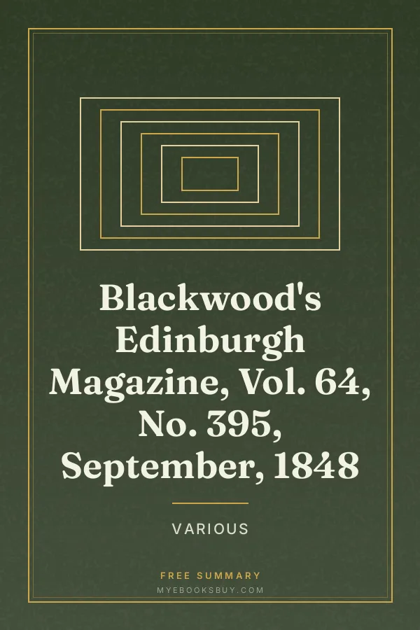 Cover of Blackwood's Edinburgh Magazine, Vol. 64, No. 395, September, 1848