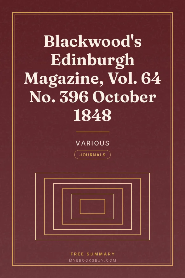 Cover of Blackwood's Edinburgh Magazine, Vol. 64 No. 396 October 1848