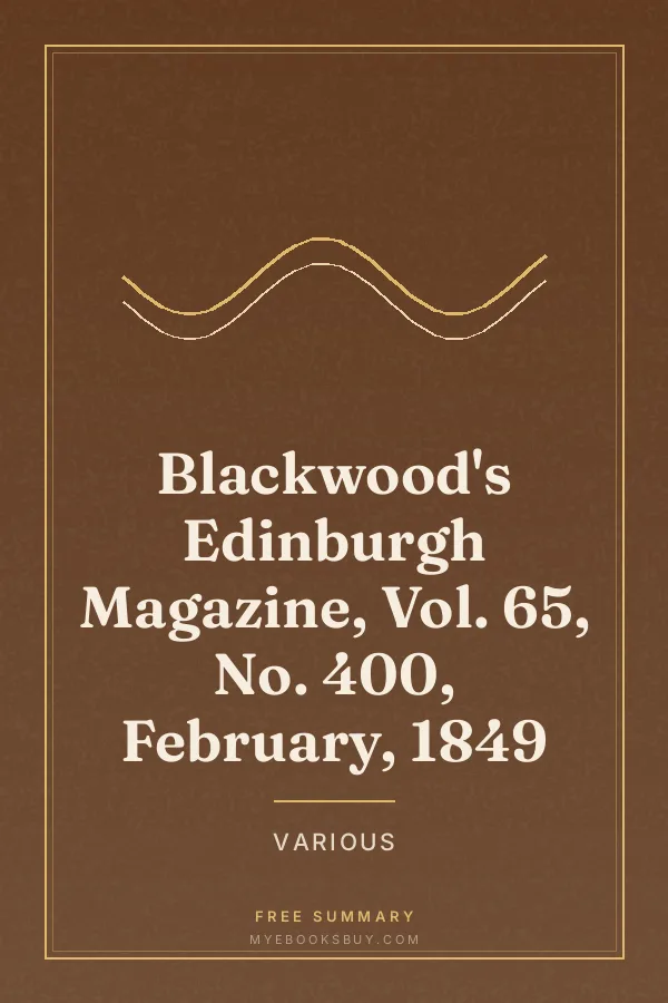Cover of Blackwood's Edinburgh Magazine, Vol. 65, No. 400, February, 1849