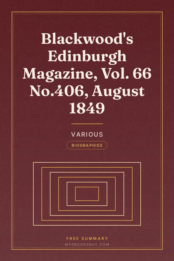 Cover of Blackwood's Edinburgh Magazine, Vol. 66 No.406, August 1849
