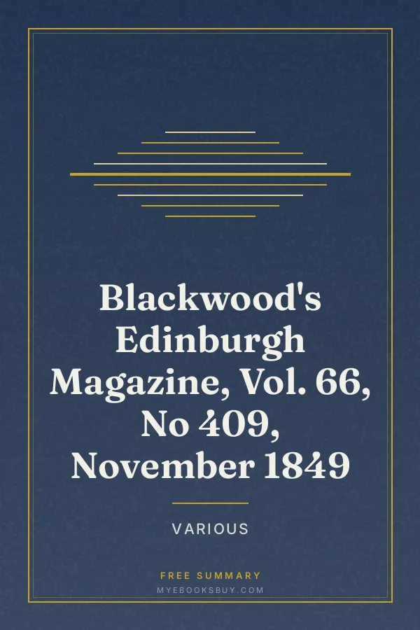 Cover of Blackwood's Edinburgh Magazine, Vol. 66, No 409, November 1849