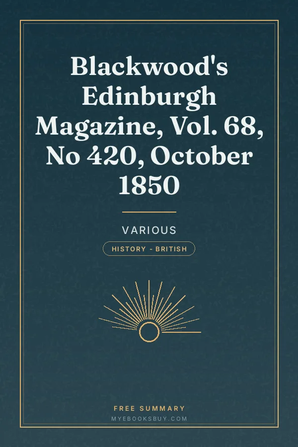 Cover of Blackwood's Edinburgh Magazine, Vol. 68, No 420, October 1850