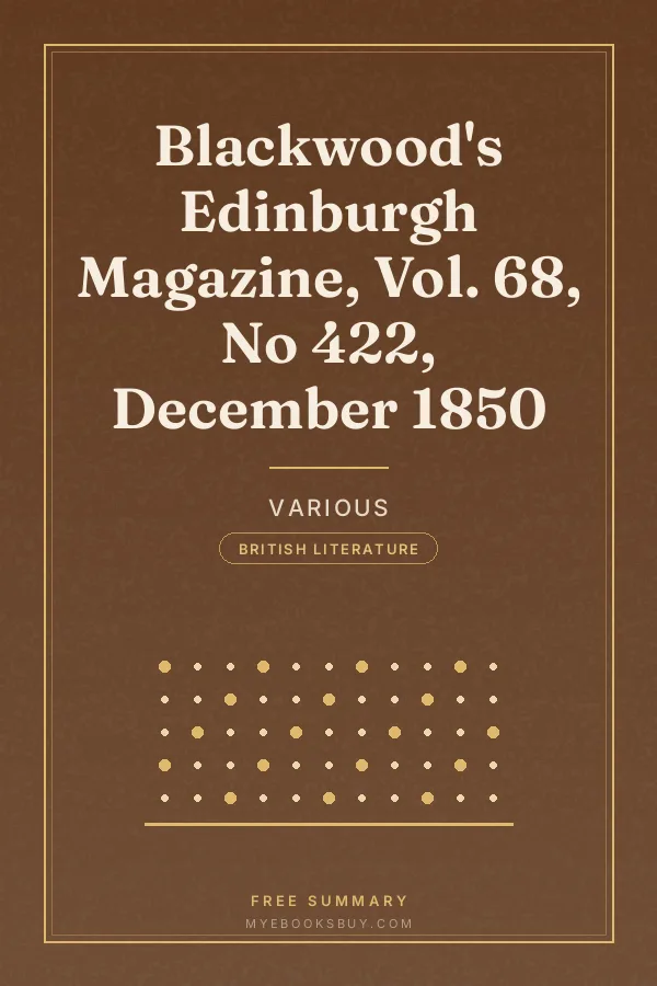 Cover of Blackwood's Edinburgh Magazine, Vol. 68, No 422, December 1850