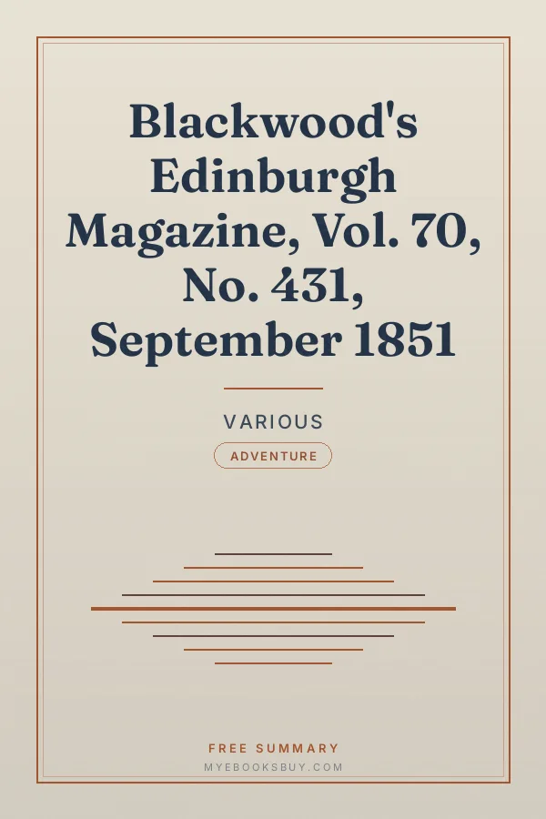 Cover of Blackwood's Edinburgh Magazine, Vol. 70, No. 431, September 1851