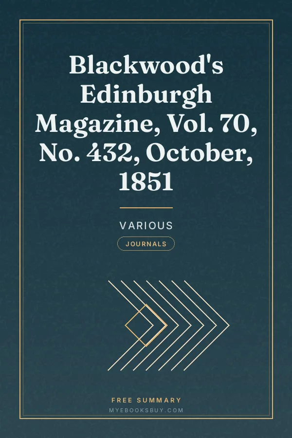 Cover of Blackwood's Edinburgh Magazine, Vol. 70, No. 432, October, 1851