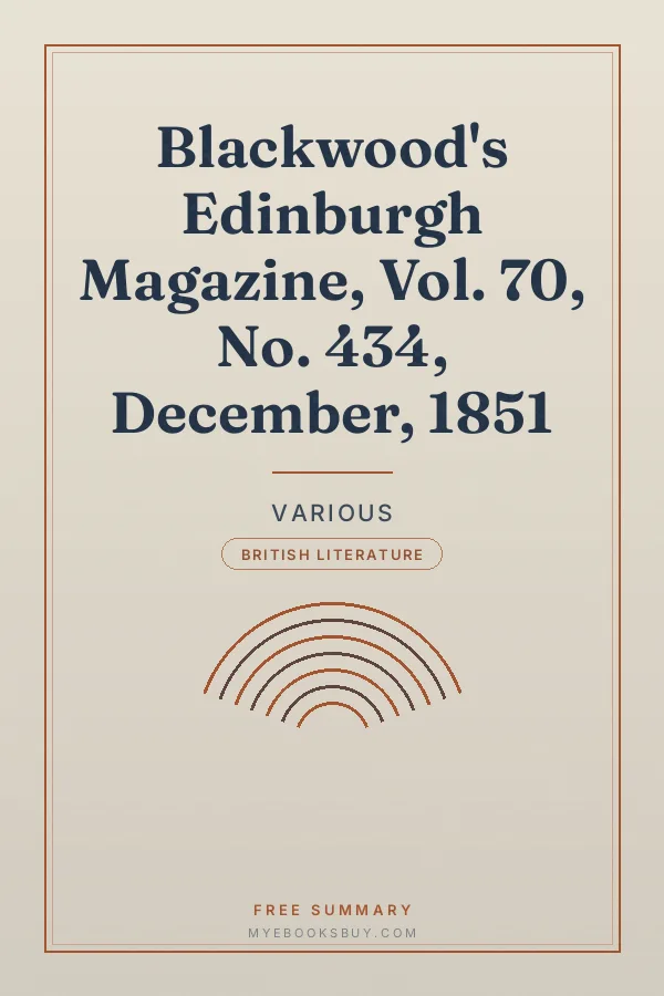 Cover of Blackwood's Edinburgh Magazine, Vol. 70, No. 434, December, 1851