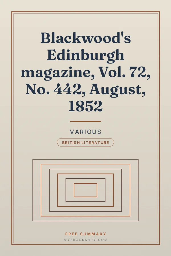 Cover of Blackwood's Edinburgh magazine, Vol. 72, No. 442, August, 1852