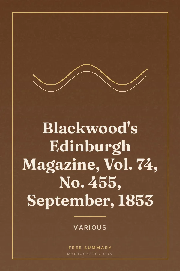 Cover of Blackwood's Edinburgh Magazine, Vol. 74, No. 455, September, 1853
