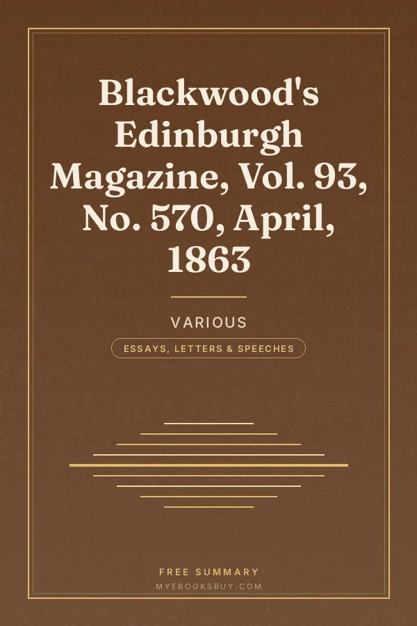 Cover of Blackwood's Edinburgh Magazine, Vol. 93, No. 570, April, 1863