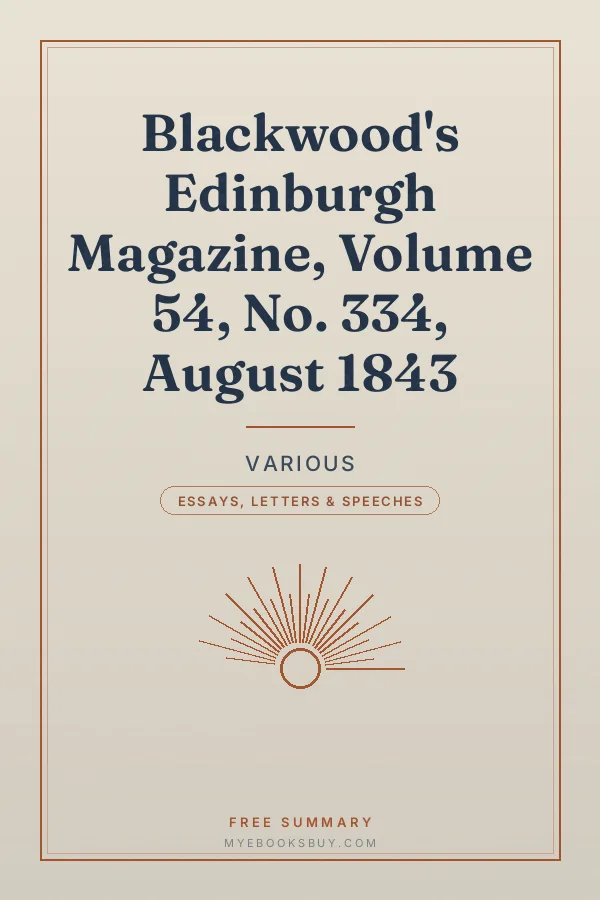 Cover of Blackwood's Edinburgh Magazine, Volume 54, No. 334, August 1843
