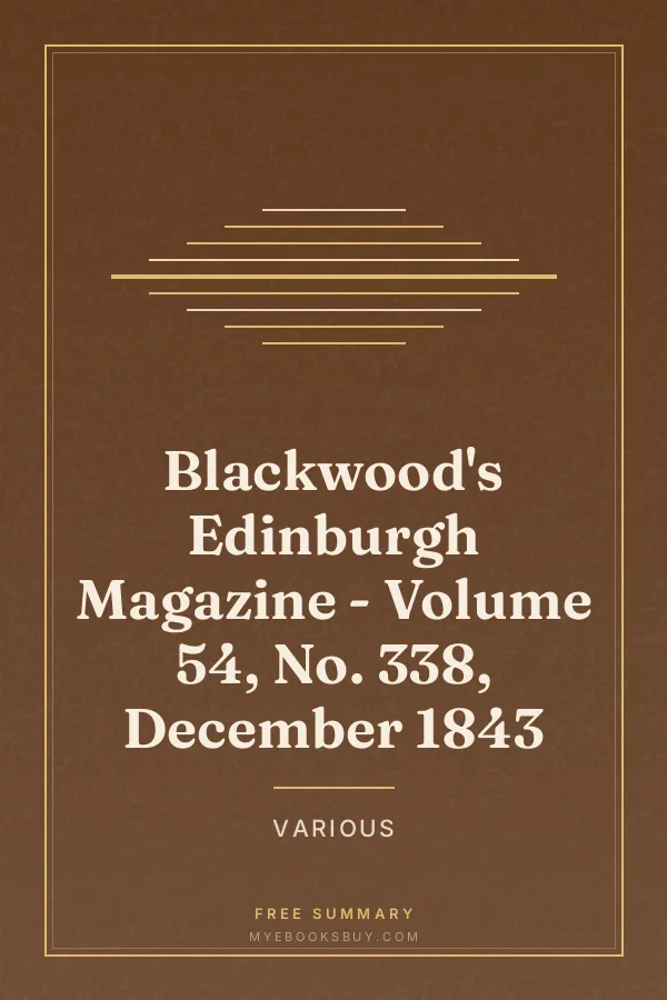 Cover of Blackwood's Edinburgh Magazine - Volume 54, No. 338, December 1843