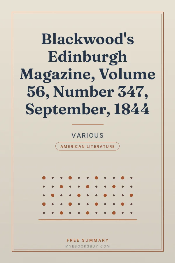 Cover of Blackwood's Edinburgh Magazine, Volume 56, Number 347, September, 1844