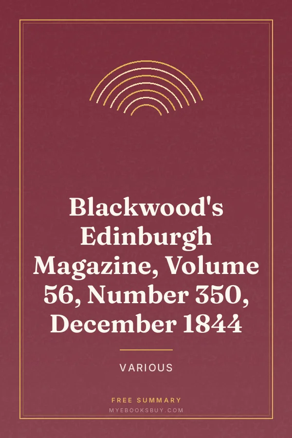 Cover of Blackwood's Edinburgh Magazine, Volume 56, Number 350, December 1844