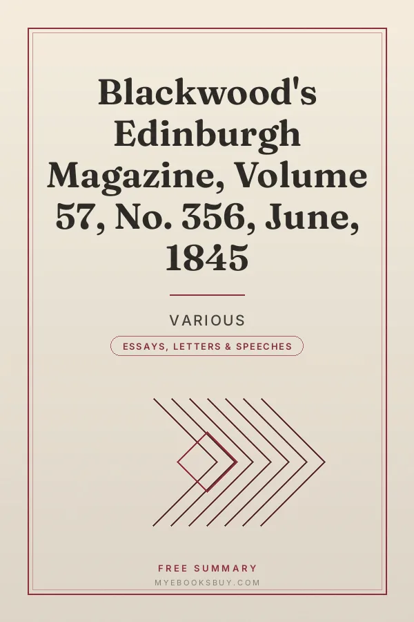 Cover of Blackwood's Edinburgh Magazine, Volume 57, No. 356, June, 1845