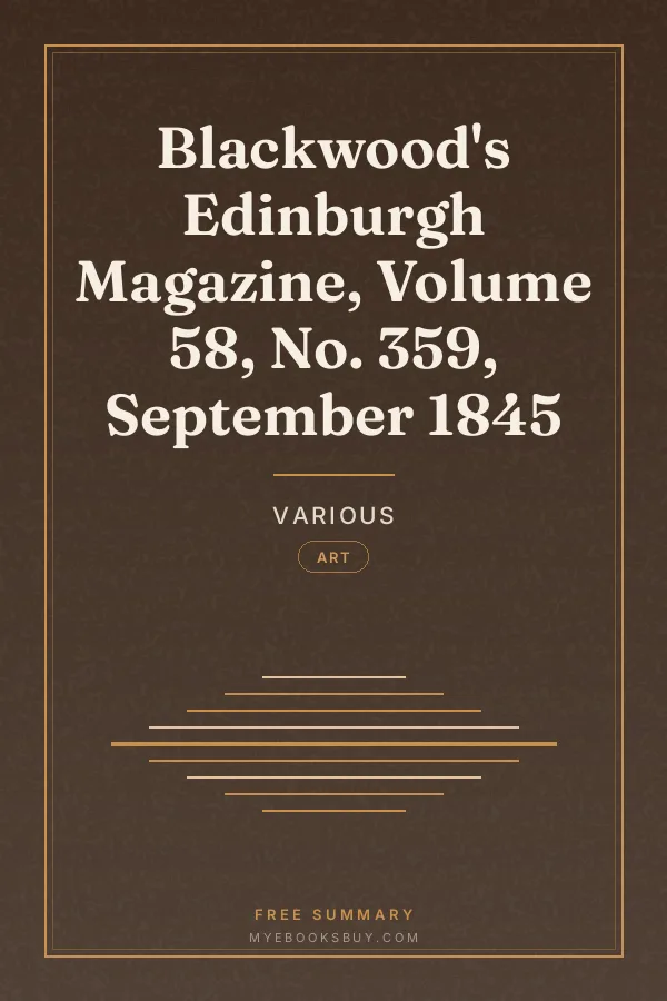 Cover of Blackwood's Edinburgh Magazine, Volume 58, No. 359, September 1845