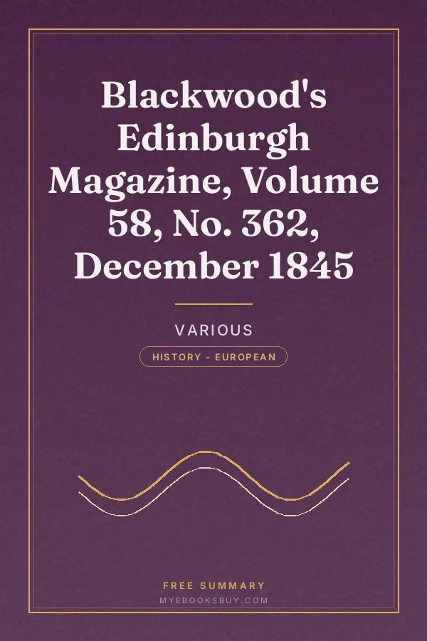 Cover of Blackwood's Edinburgh Magazine, Volume 58, No. 362, December 1845