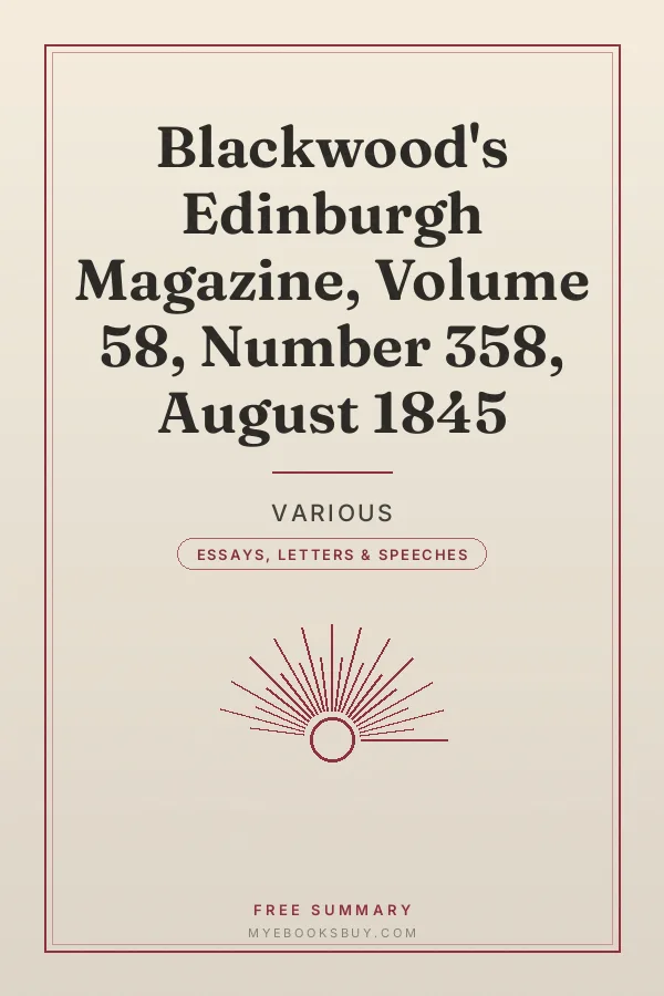 Cover of Blackwood's Edinburgh Magazine, Volume 58, Number 358, August 1845