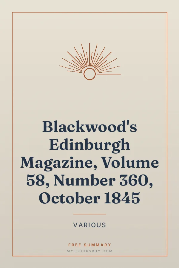 Cover of Blackwood's Edinburgh Magazine, Volume 58, Number 360, October 1845