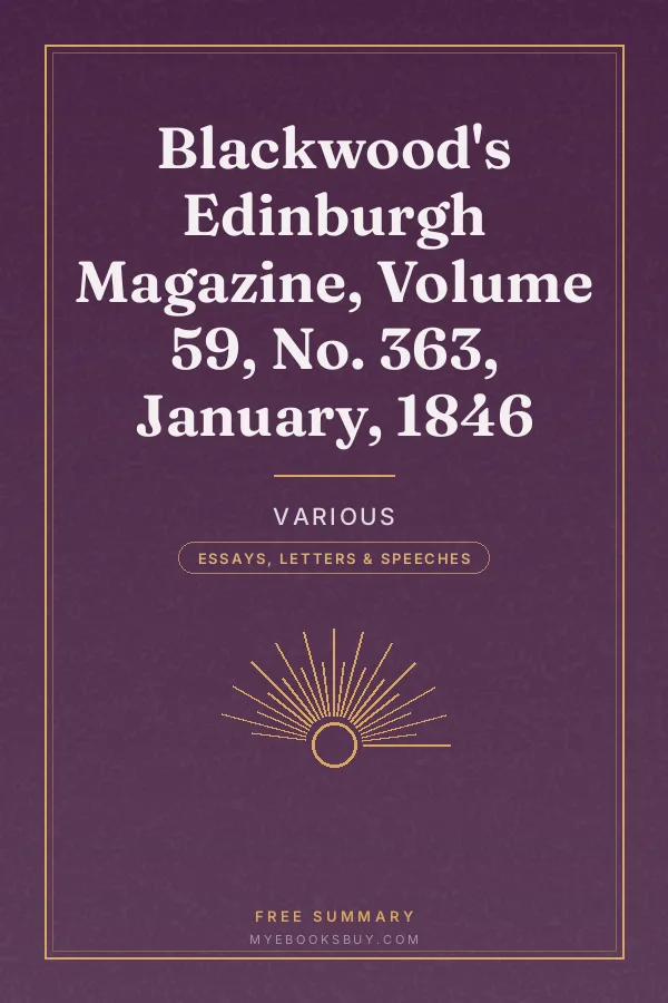 Cover of Blackwood's Edinburgh Magazine, Volume 59, No. 363, January, 1846