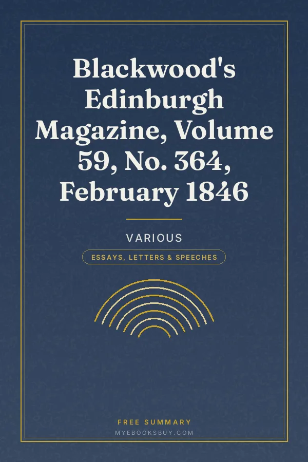 Cover of Blackwood's Edinburgh Magazine, Volume 59, No. 364, February 1846
