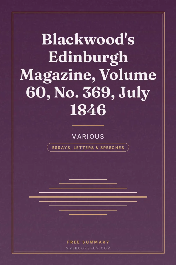 Cover of Blackwood's Edinburgh Magazine, Volume 60, No. 369, July 1846