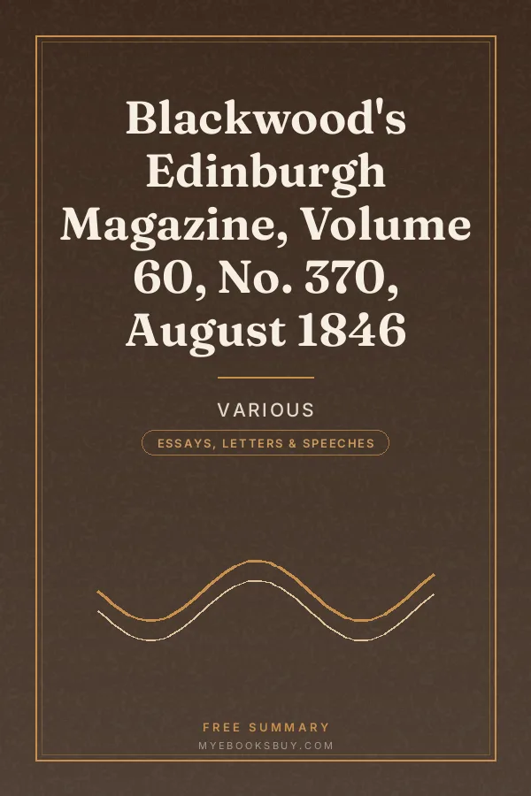 Cover of Blackwood's Edinburgh Magazine, Volume 60, No. 370, August 1846
