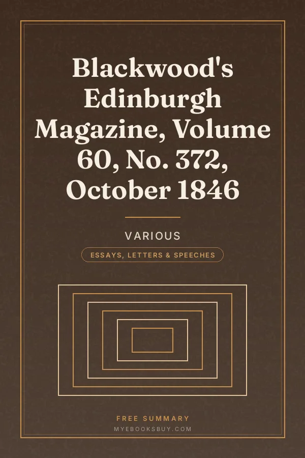 Cover of Blackwood's Edinburgh Magazine, Volume 60, No. 372, October 1846