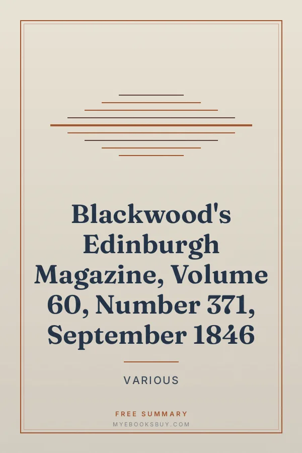 Cover of Blackwood's Edinburgh Magazine, Volume 60, Number 371, September 1846